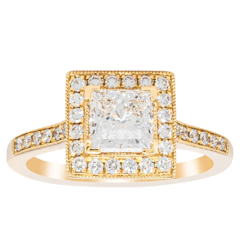 18ct Yellow Gold 1.01ct Princess Cut Reclaimed Diamond Ring