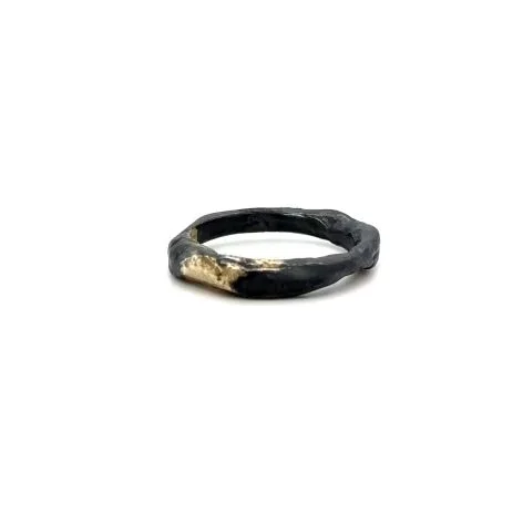 Element Ring in Oxidized Silver with 18k Gold Accents