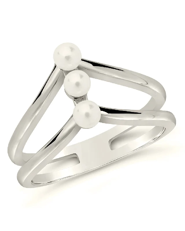 Sterling Silver Triple Pearl Stack Ring