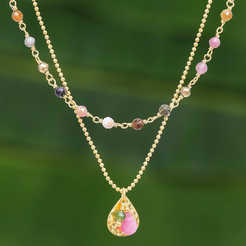 Color of Nature Gold Plated Tourmaline and Hematite Necklace