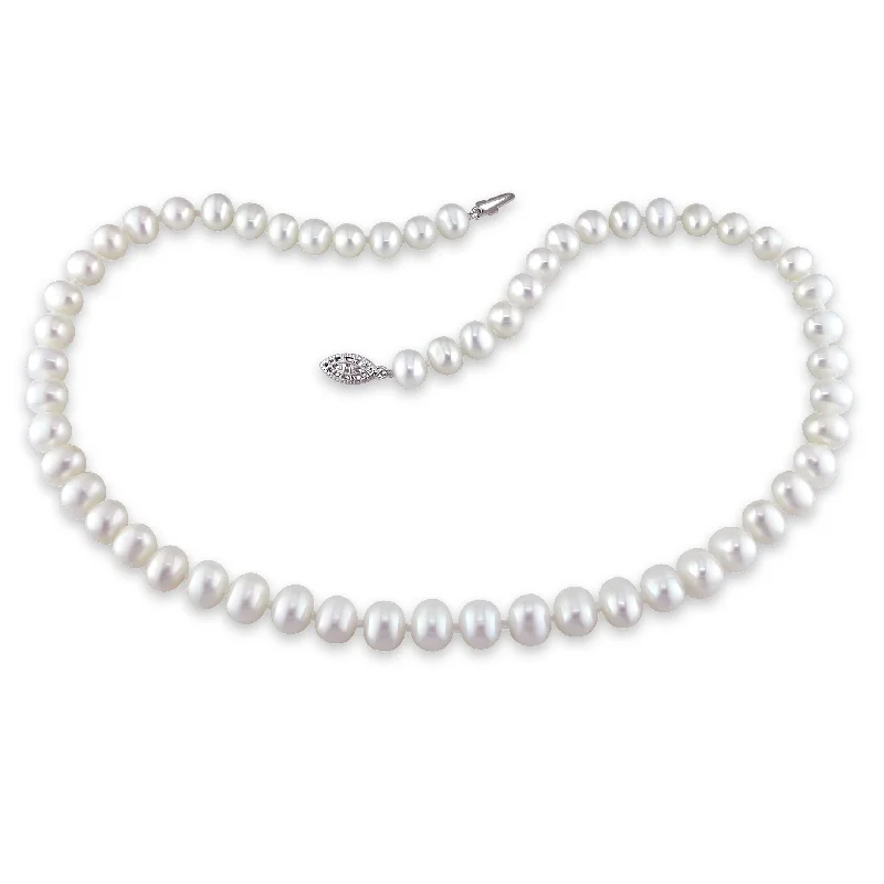 Mimi & Max Women's 6.5-7mm Freshwater Cultured Pearl Necklace w/ Sterling Silver Clasp -18in.