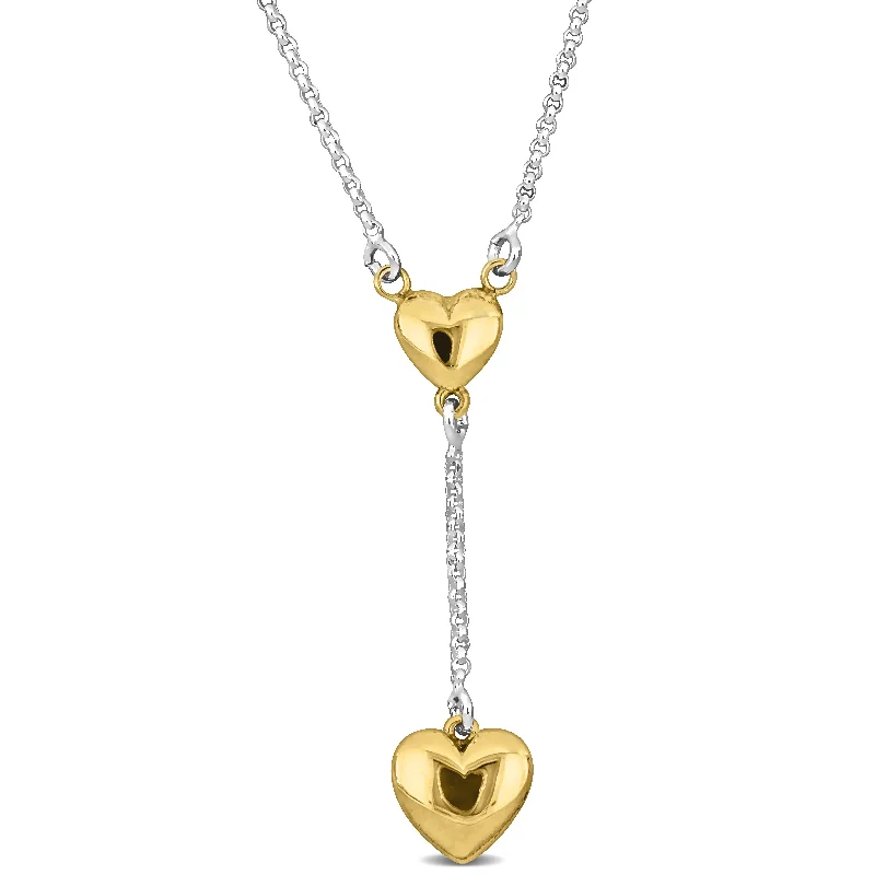 Mimi & Max Yellow Drop Heart Charm Necklace on Diamond Cut Rolo Chain in Sterling Silver - 16.5+1 in.