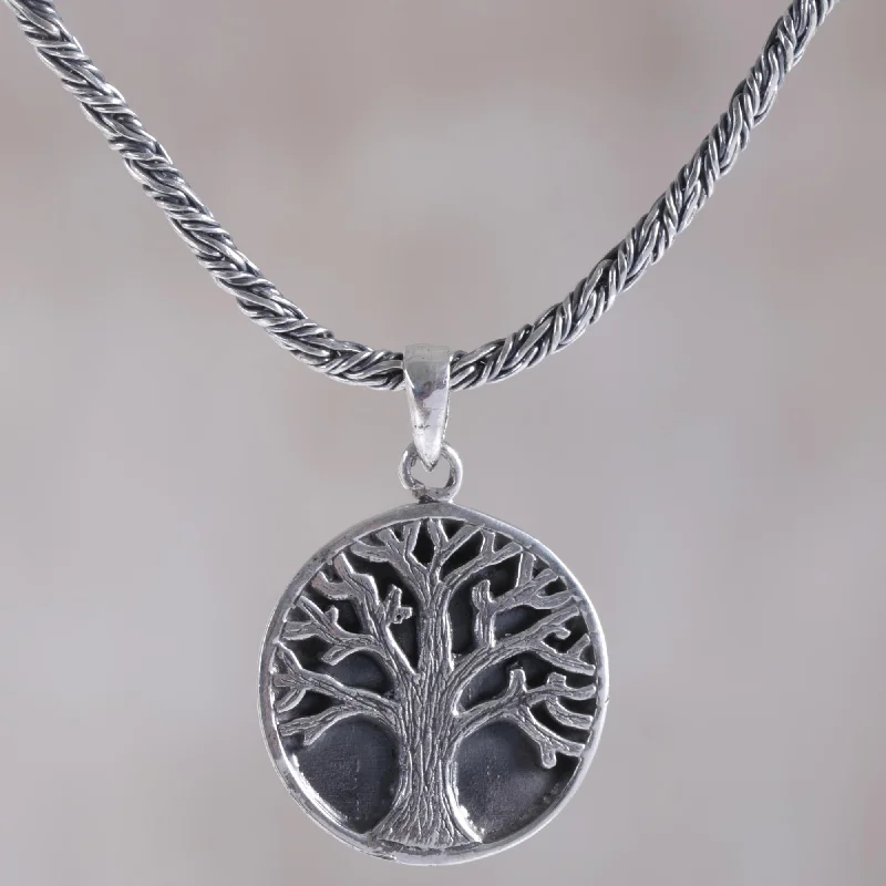 Tree of Hope Sterling Silver Tree Pendant Necklace from Indonesia