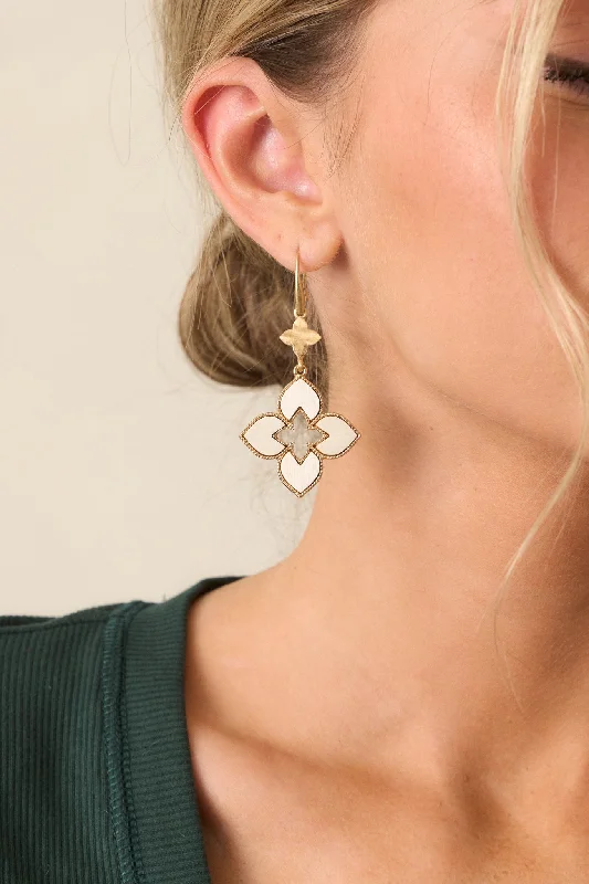 Chase the Dream Ivory Floral Drop Earrings