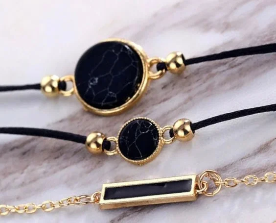 Creative Round Black and White Marble Pattern Alloy Personality Niche Design Small Fresh New Ins Style Bracelet Fashion Jewelry