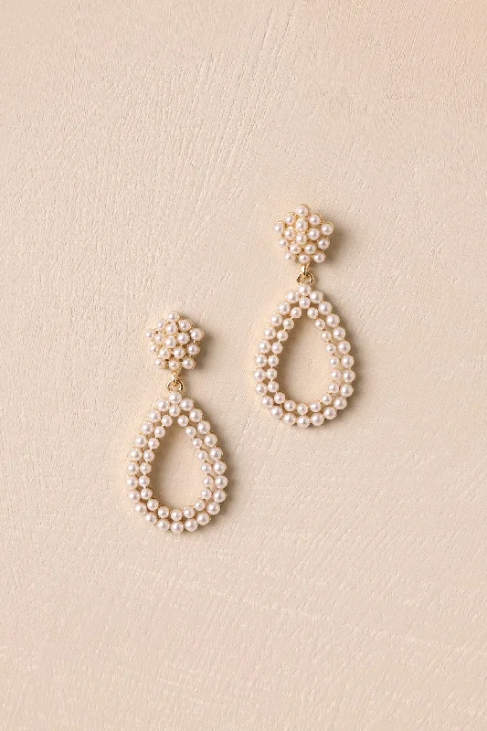 Glistening Dreams Ivory Pearl Drop Earrings