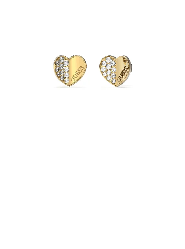 Gold Glitz Heart Logo Stud Earrings