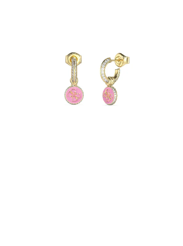 Gold Knot You Pink Crystal Stud Earrings