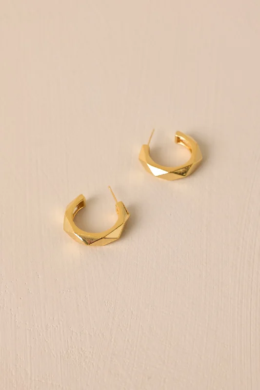 Lustrous Charm Gold Geometric Hoop Earrings