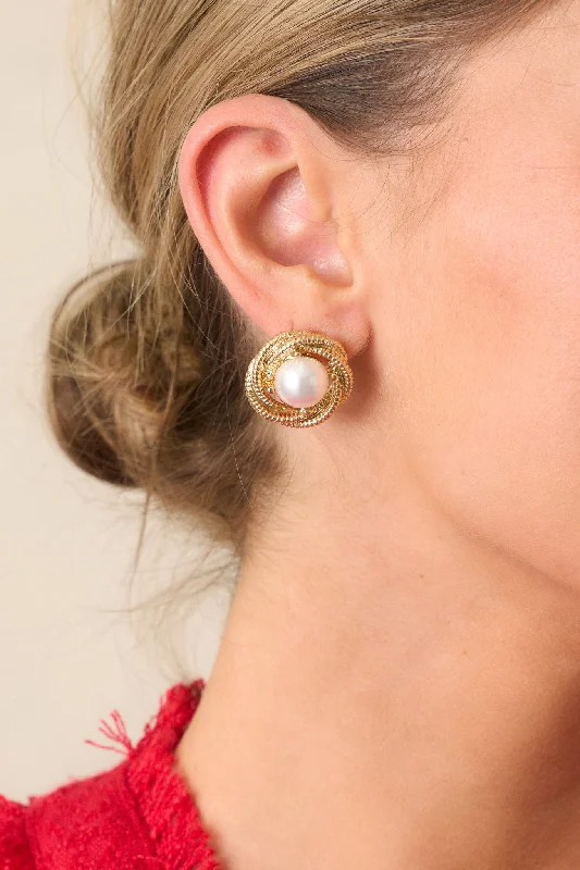 Quiet Lament Gold & Ivory Textured Earrings