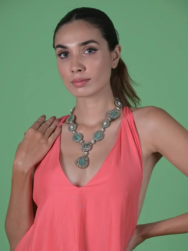 Odette Sea Green Alloy Jewellery Set For Women