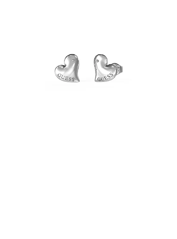 Silver Fluid Hearts Stud Earrings