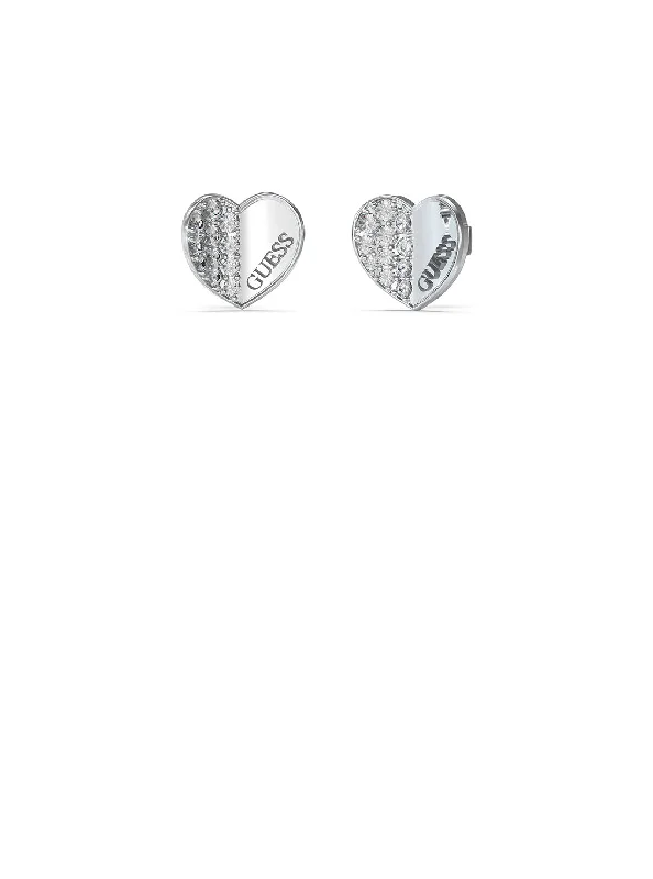 Silver Glitz Heart Logo Stud Earrings