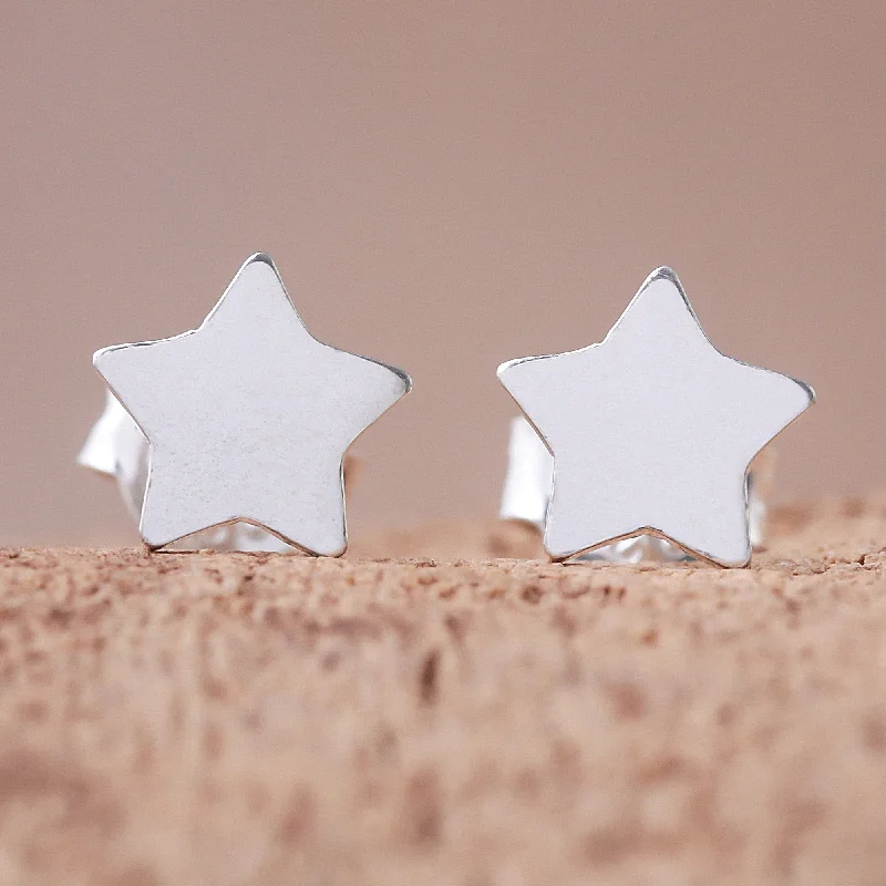 Simple Stars Star-Shaped Sterling Silver Stud Earrings from Thailand