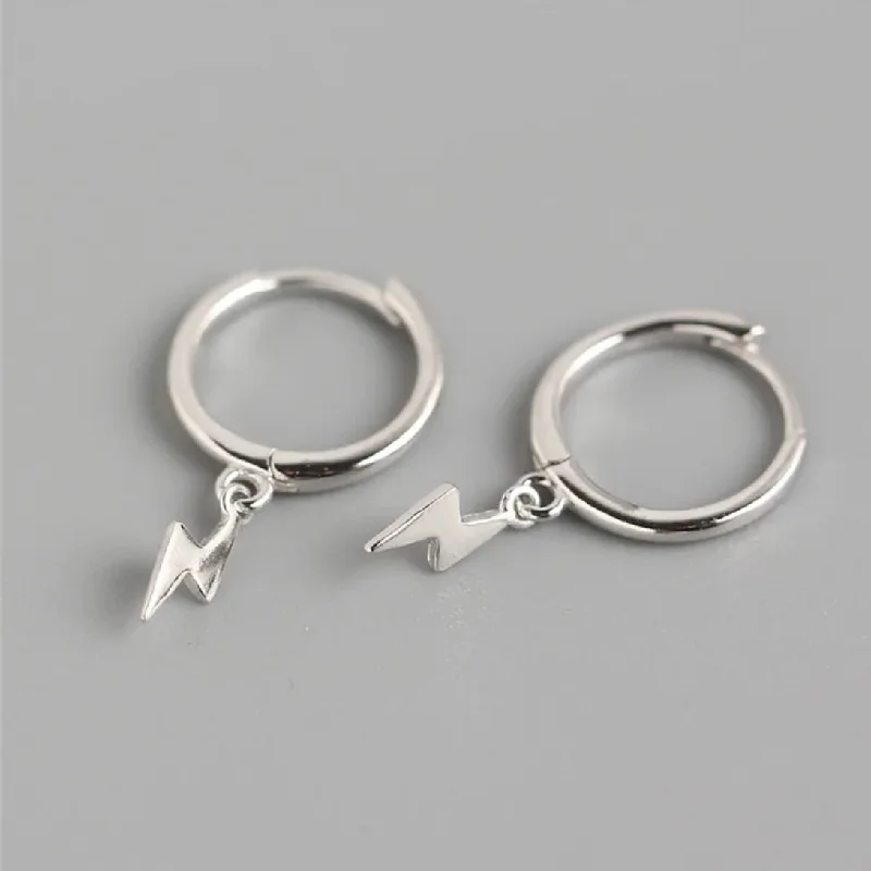 Sterling Silver Colour Punk Hip-Hop Link Chain Gothic Studs Earrings for Fashion Women Jewelry Accessories