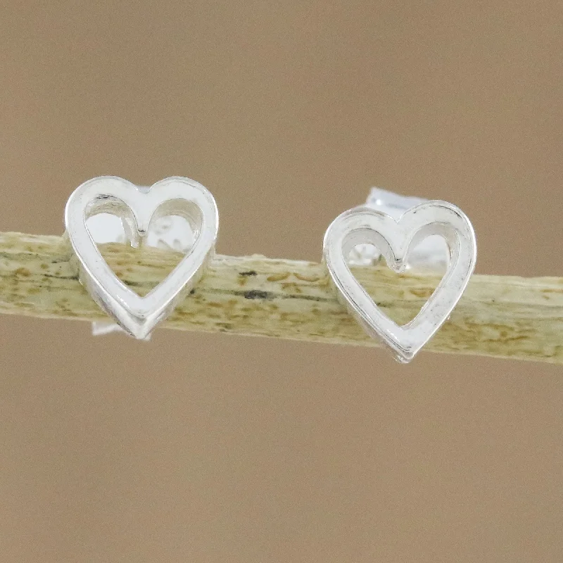 Take My Heart High-Polish Sterling Silver Heart Stud Earrings