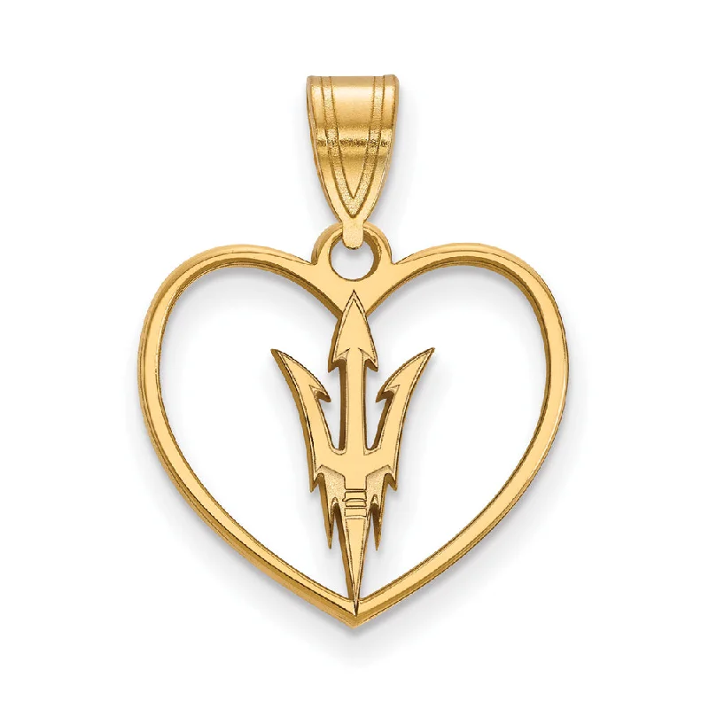 14k Gold Plated Silver Arizona State Heart Pendant