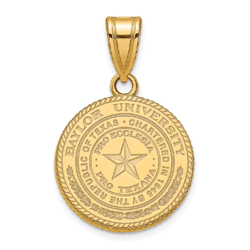 14k Gold Plated Silver Baylor U Medium Crest Disc Pendant