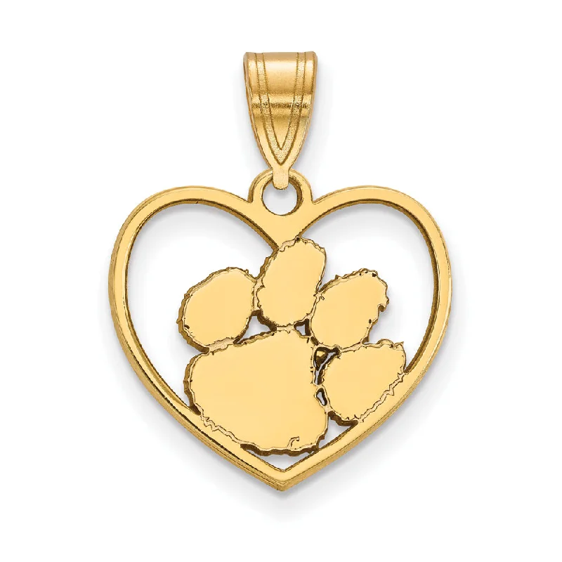 14k Gold Plated Silver Clemson U Heart Pendant