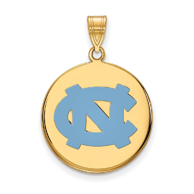 14k Gold Plated Silver North Carolina Large Enamel Disc Pendant