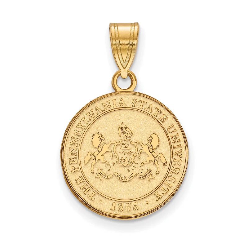 14k Gold Plated Silver Penn State Medium Crest Pendant