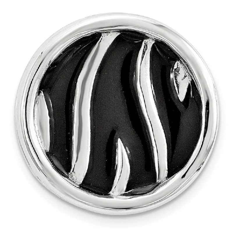 Sterling Silver Enameled Stackable Small Black Zebra Print Slide, 12mm