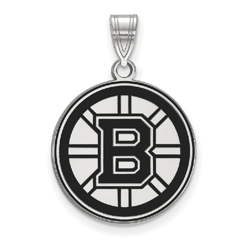 Sterling Silver NHL Boston Bruins LG Enamel Disc Pendant