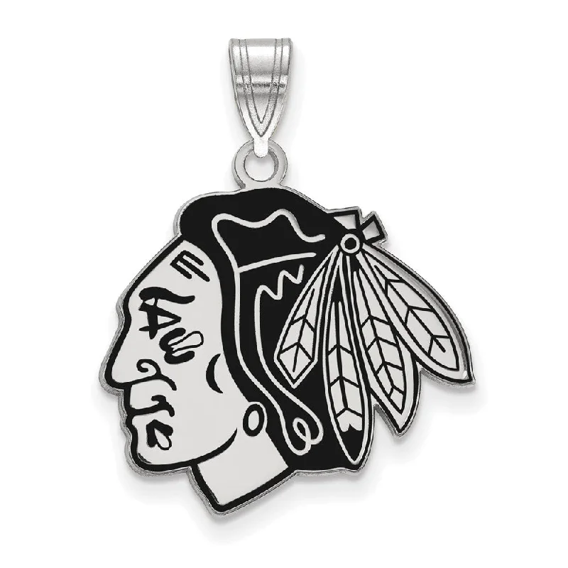 Sterling Silver NHL Chicago Blackhawks LG Enamel Pendant