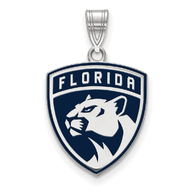 Sterling Silver NHL Florida Panthers LG Enamel Pendant