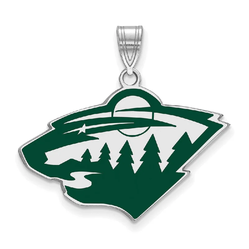 Sterling Silver NHL Minnesota Wild LG Enamel Pendant