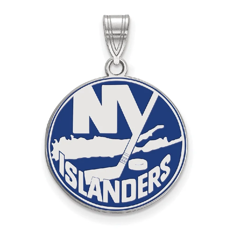 Sterling Silver NHL New York Islanders LG Enamel Disc Pendant