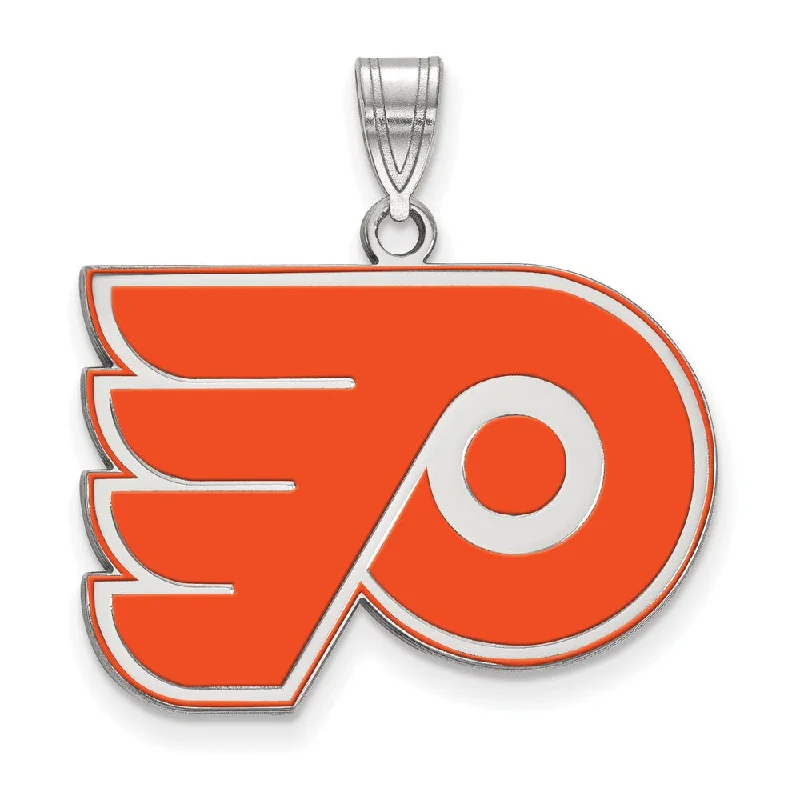 Sterling Silver NHL Philadelphia Flyers LG Enamel Pendant