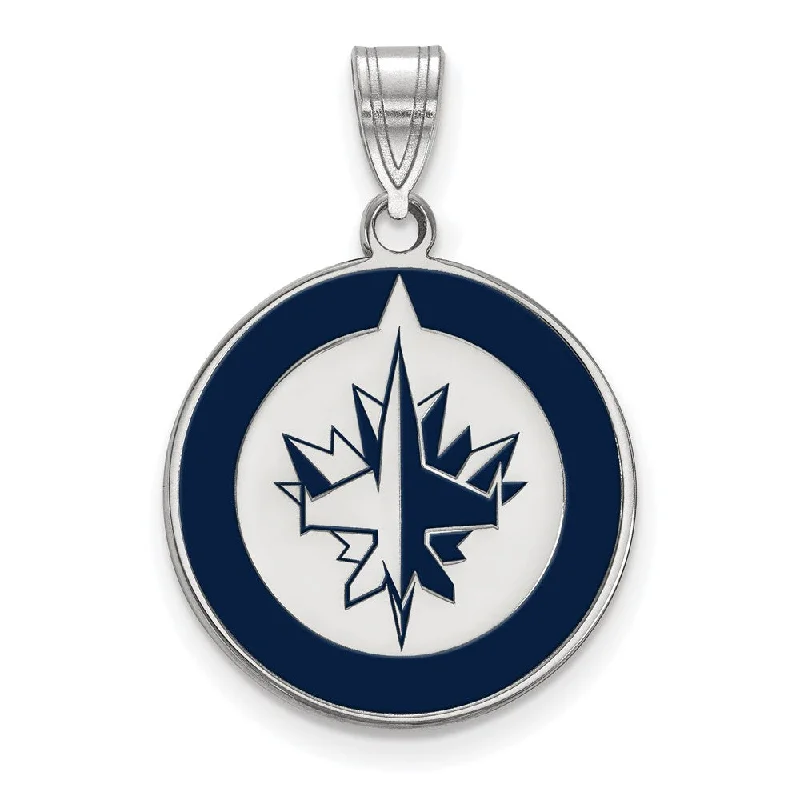 Sterling Silver NHL Winnipeg Jets LG Enamel Disc Pendant