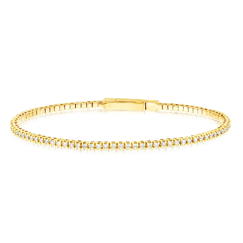 0.95 Carat Diamond Bangle in 14ct Yellow Gold