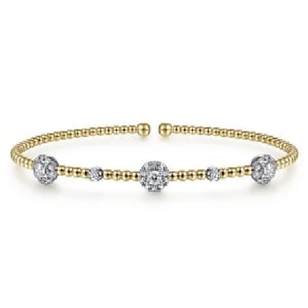 14K WHITE-YELLOW GOLD BUJUKAN DIAMOND CLUSTER STATIONS BANGLE