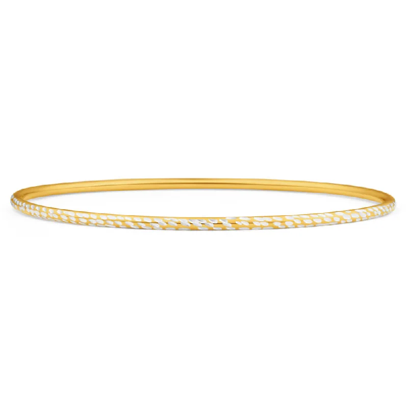 9ct Yellow Gold Silver Filled 2mm By 65mm Bangle