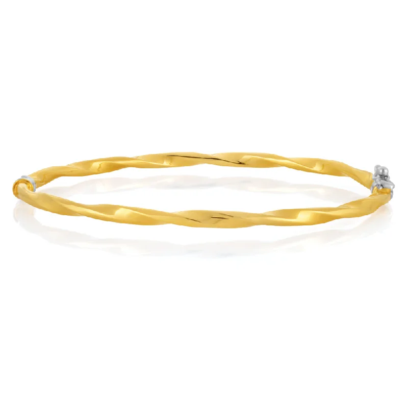 9ct Yellow Gold Silverfilled 60mm Twist Bangle