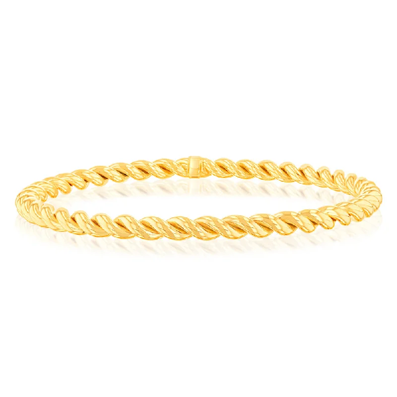 9ct Yellow Gold Silverfilled Fancy 65mm Bangle