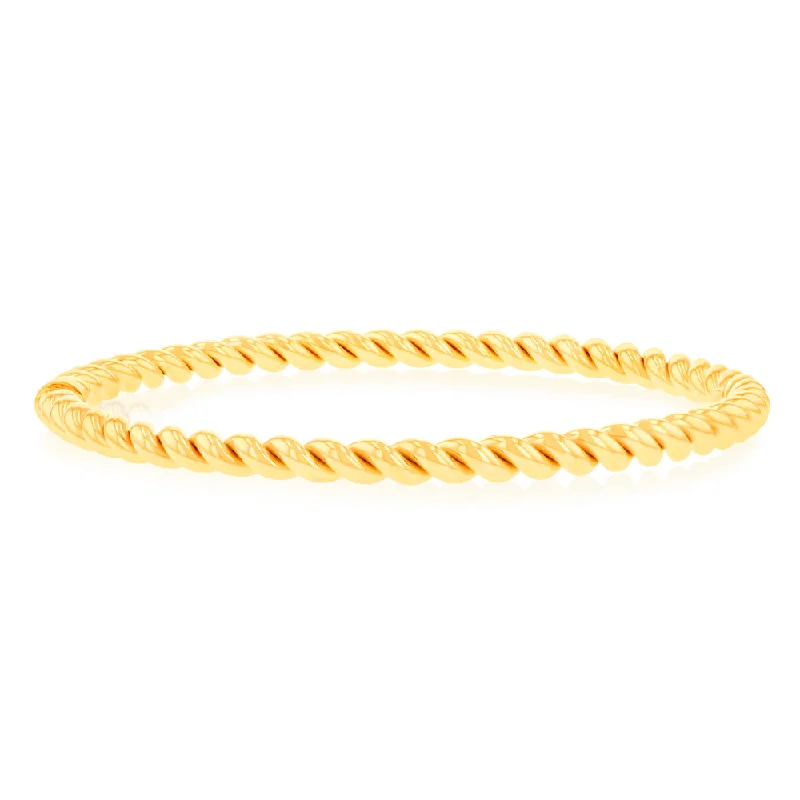 9ct Yellow Gold Silverfilled Fancy Twisted Bangle