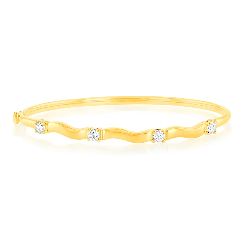 9ct Yellow Gold Silverfilled Fancy Zirconia Bangle