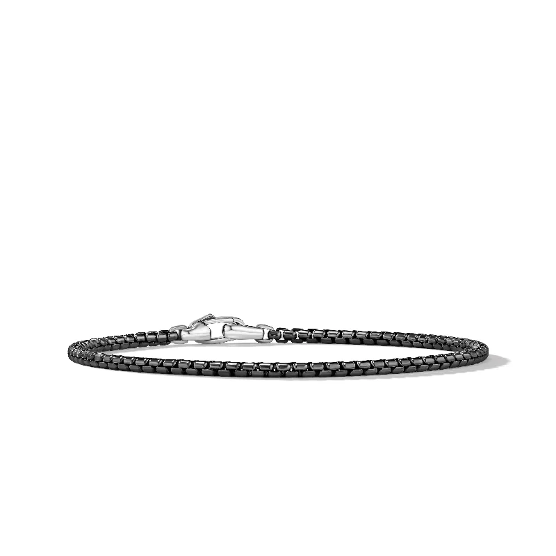 Box Chain Bracelet with Stainless Steel and Sterling Silver\, 2.7mm