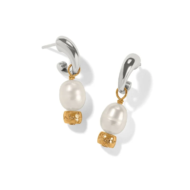 Brighton Meridian Petite Pearl Two Tone Post Hoop Earrings