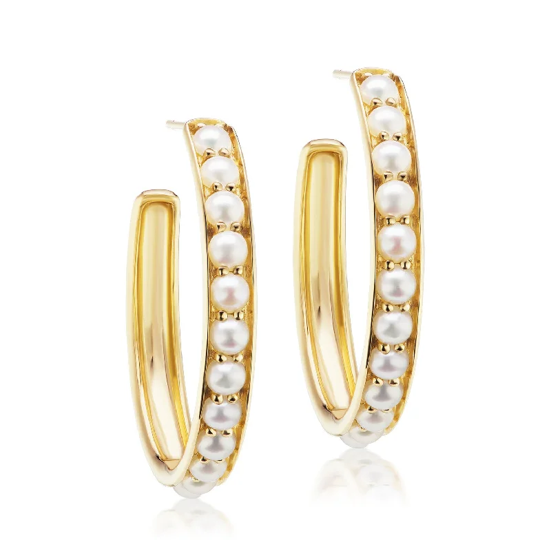 Cirque 1-Inch Stud Hoop Earrings with Freshwater Pearls