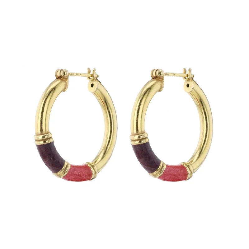 Coral & Enamel Hoop Earrings