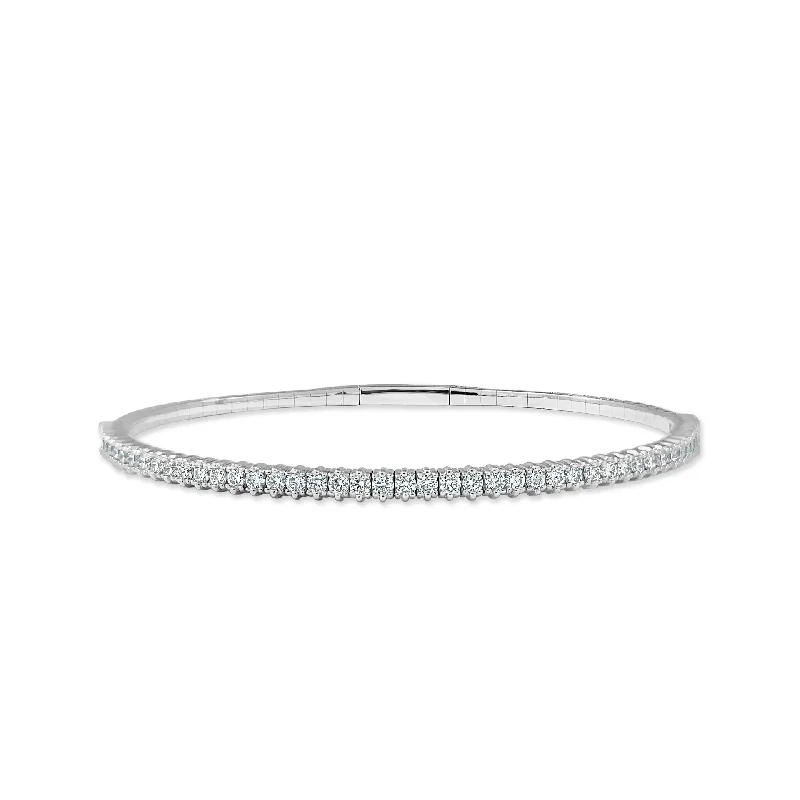 Diamond Half Eternity Flexible Bangle in 14K White Gold