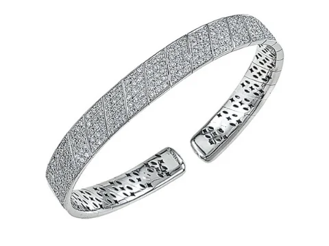 Diamond Pave Bangle in 18K White Gold