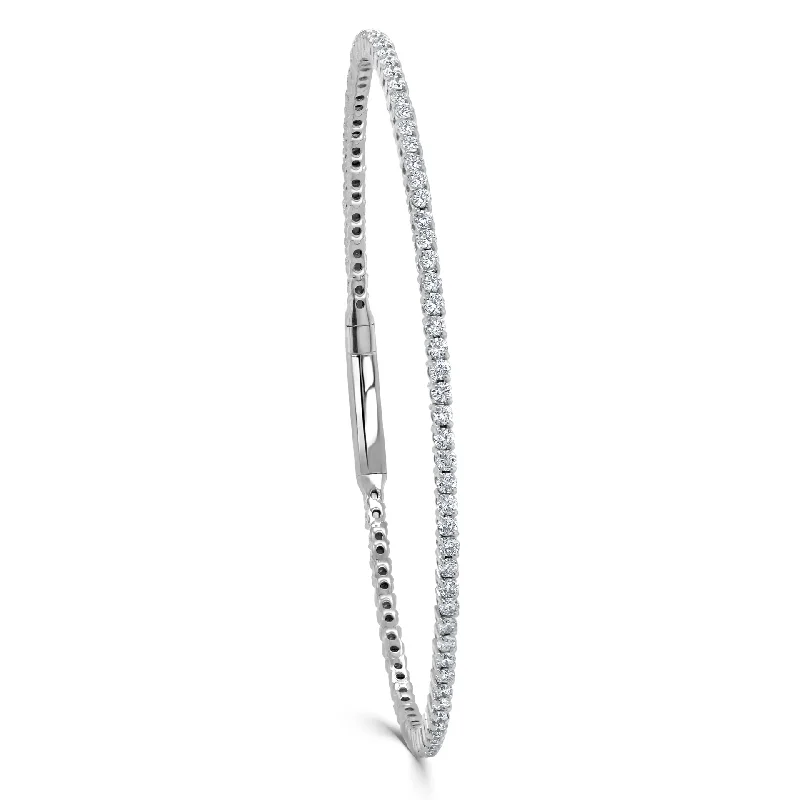 Diamond Petite Eternity Flexible Bangle in 14K White Gold