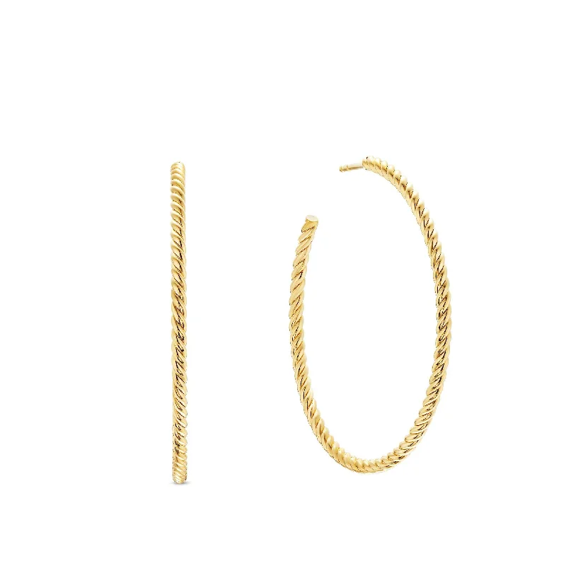 2mm Cable Hoop Earrings 1.5 IN