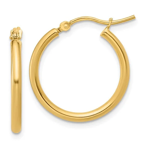 14K Yellow Gold 1" Hoop Earrings