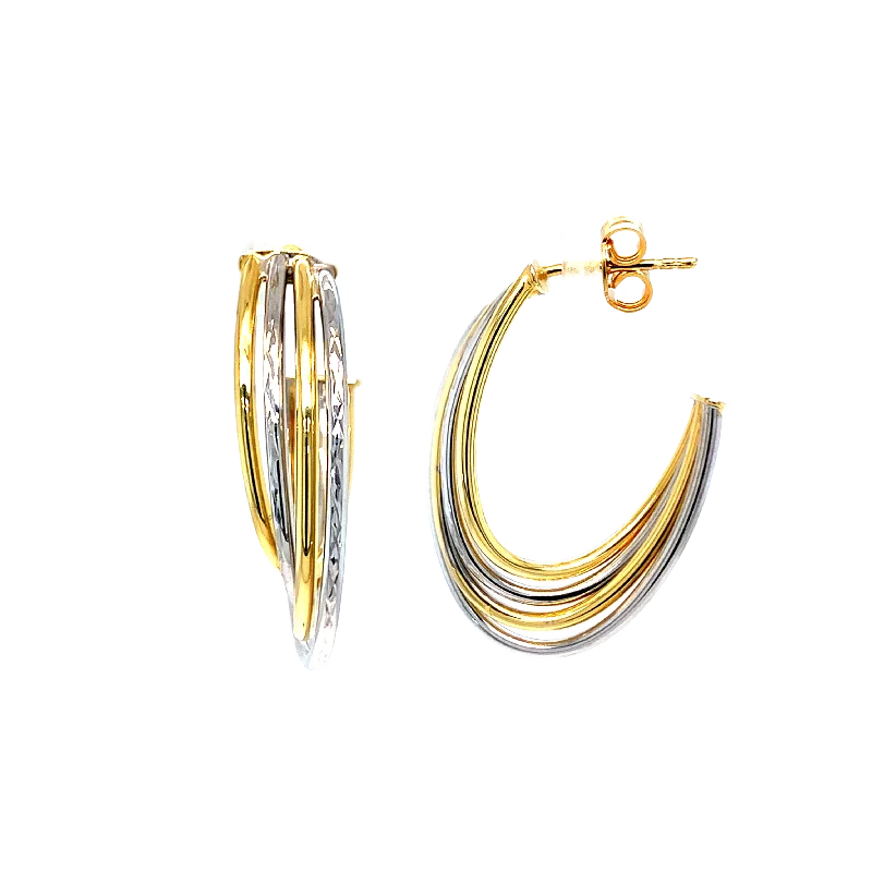 14K Two Tone Hoop Earrings